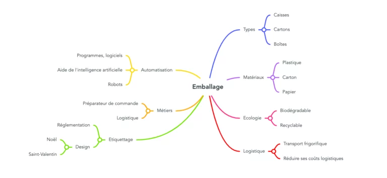 Carte mentale du mot "Emballage" pour le guide seo débutant
