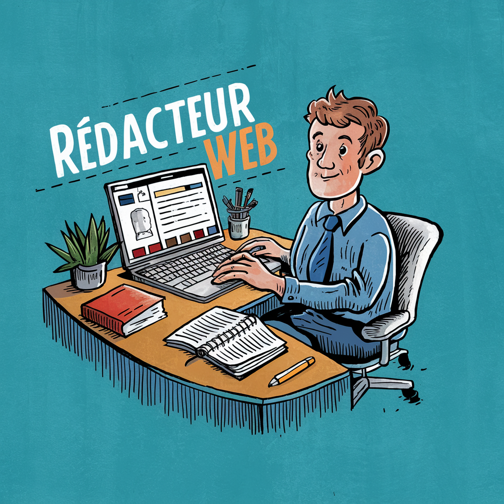 illustration redacteur web bureau ordinateur